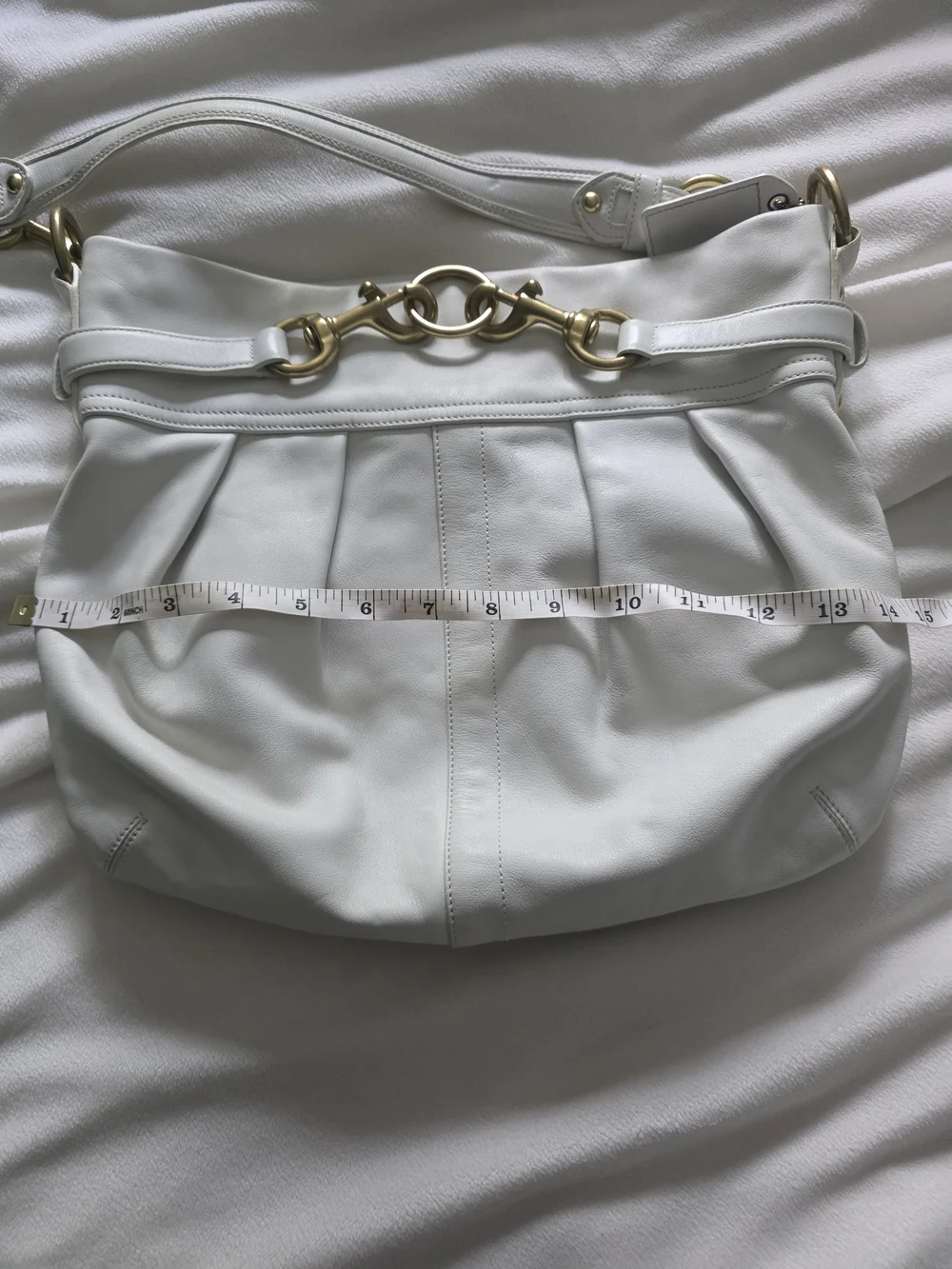 Coach White Leather Hobo with Gold Hardware